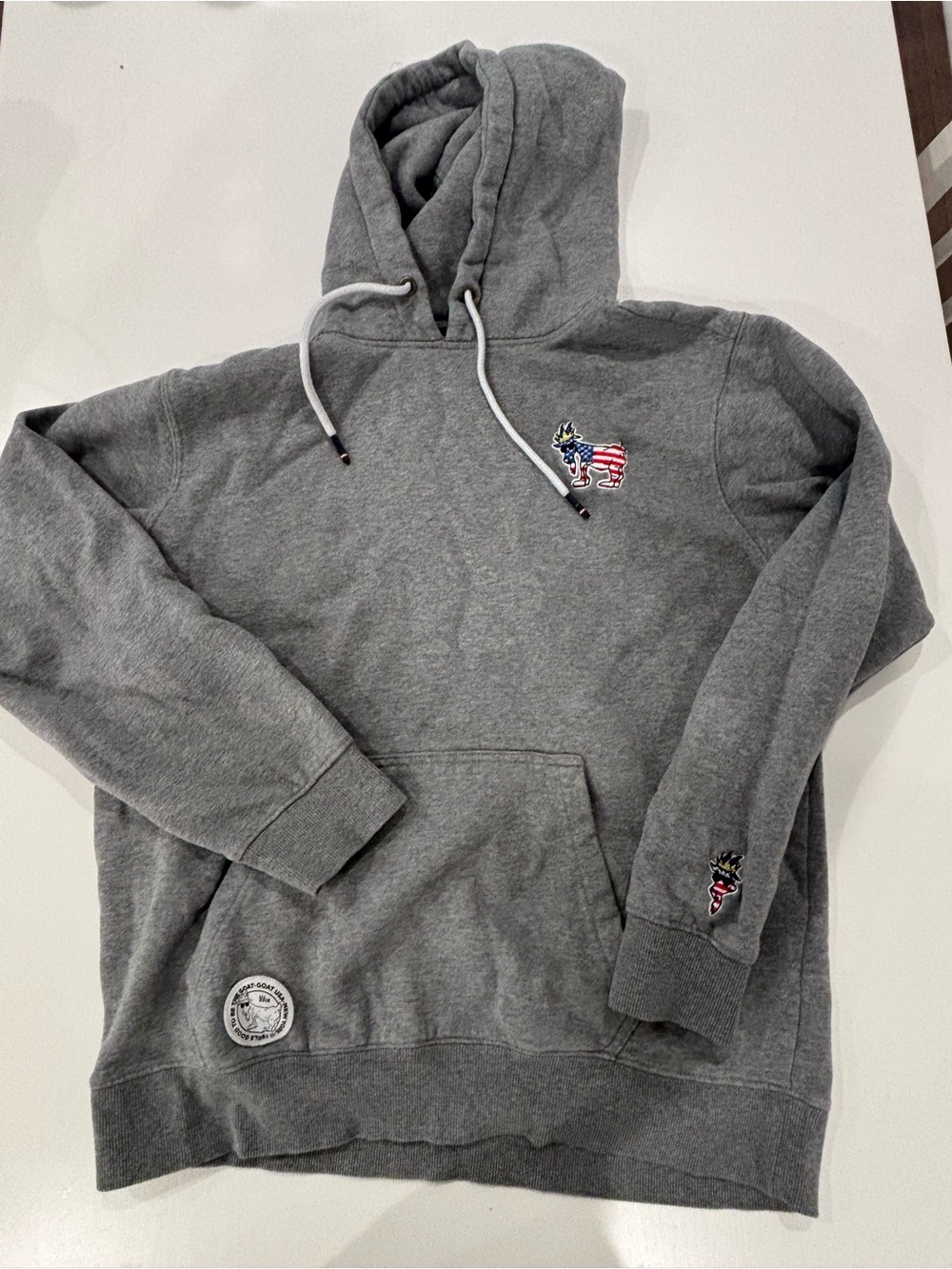 Gray Men's GOAT USA Pullover Hoodie Sweatshirt